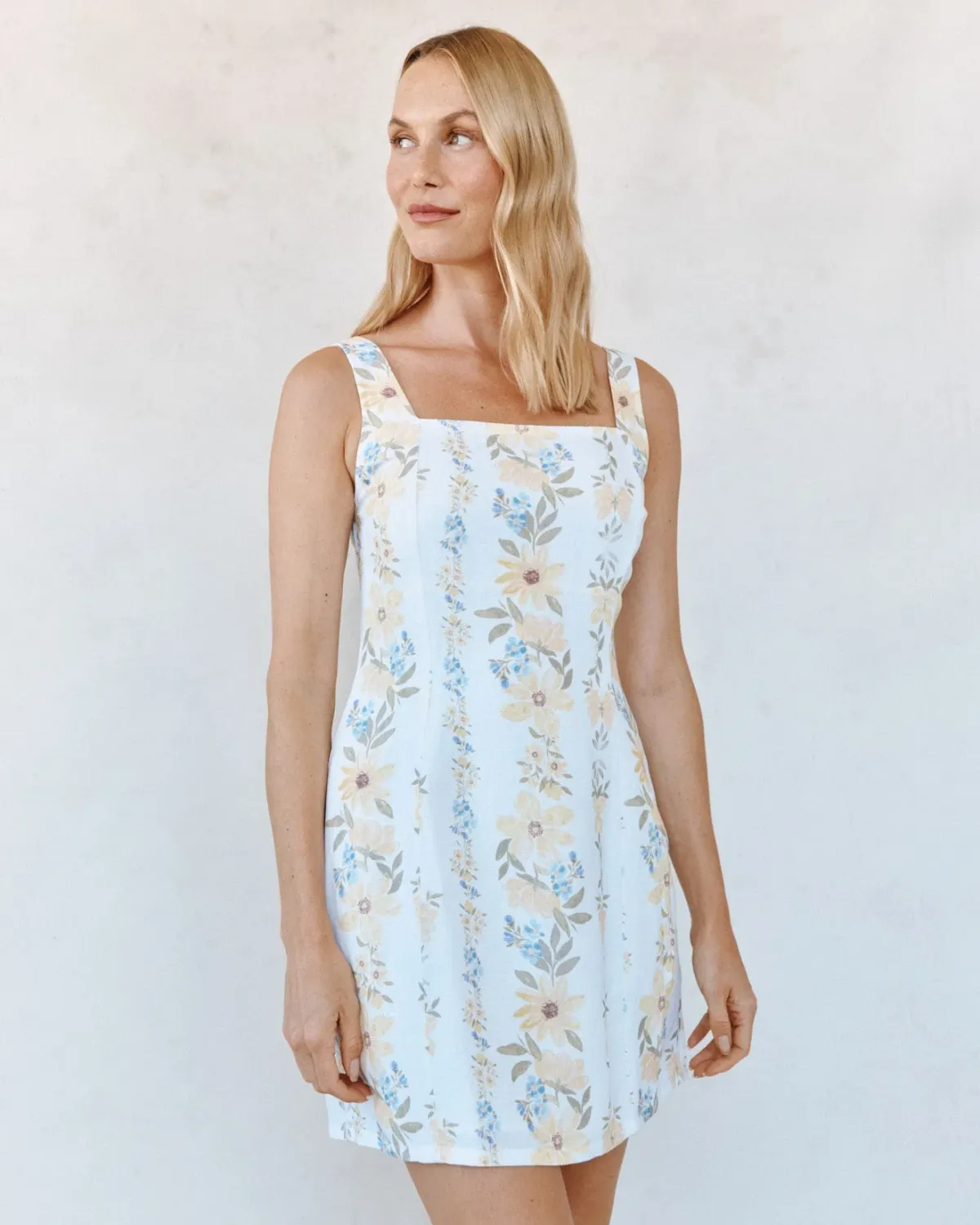 Bella Dahl - Fitted Smocked Back Mini Dress Wildflower Stripes