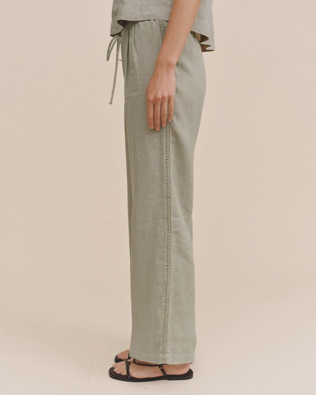 Bella Dahl - Beach Pant w/ Lattice Stripe Green Tea
