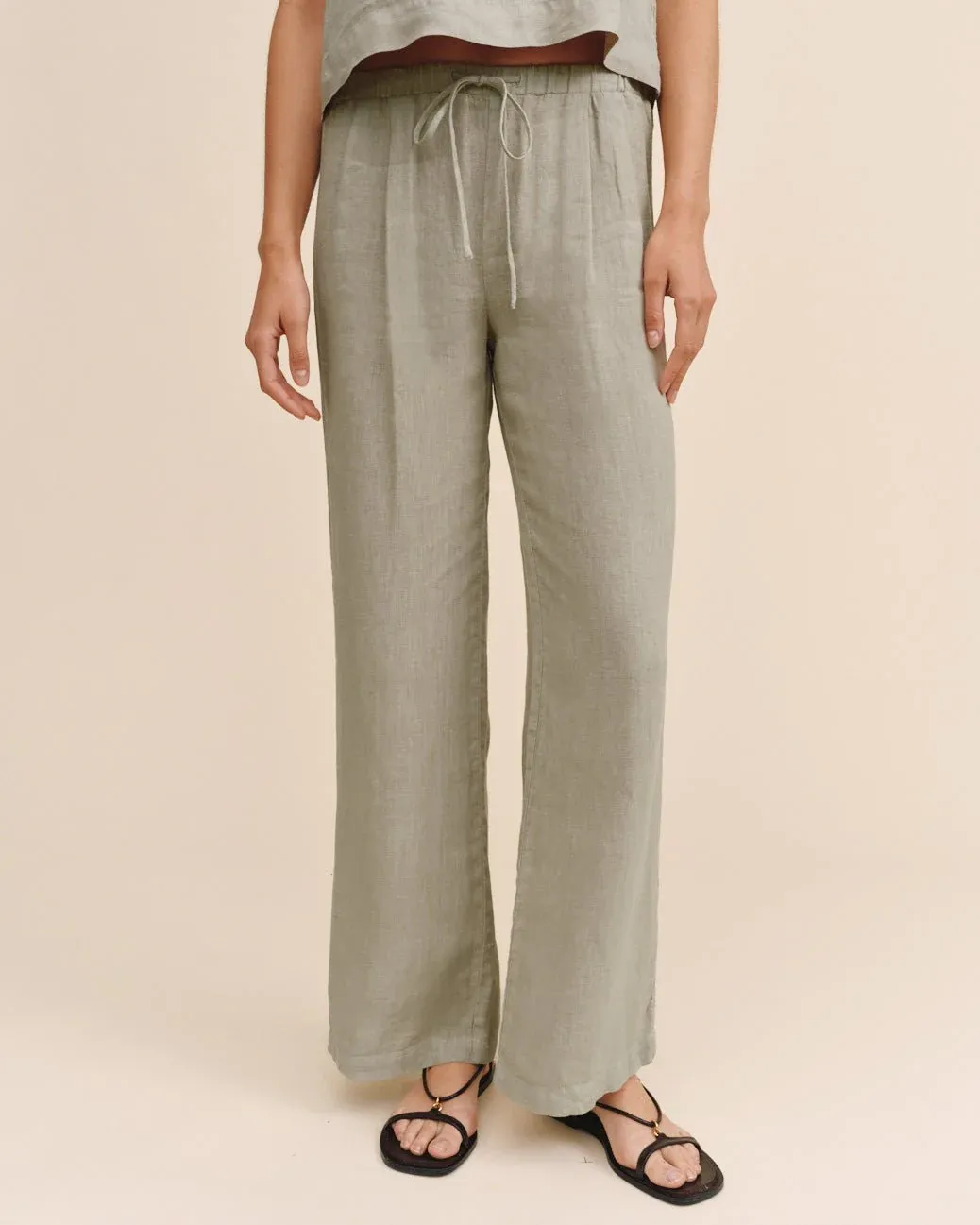 Bella Dahl - Beach Pant w/ Lattice Stripe Green Tea