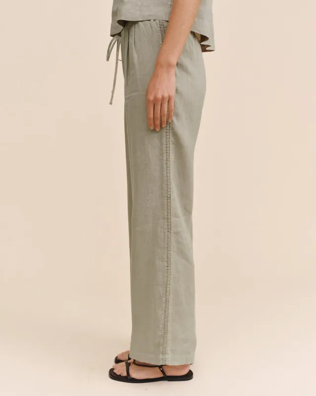 Bella Dahl - Beach Pant w/ Lattice Stripe Green Tea