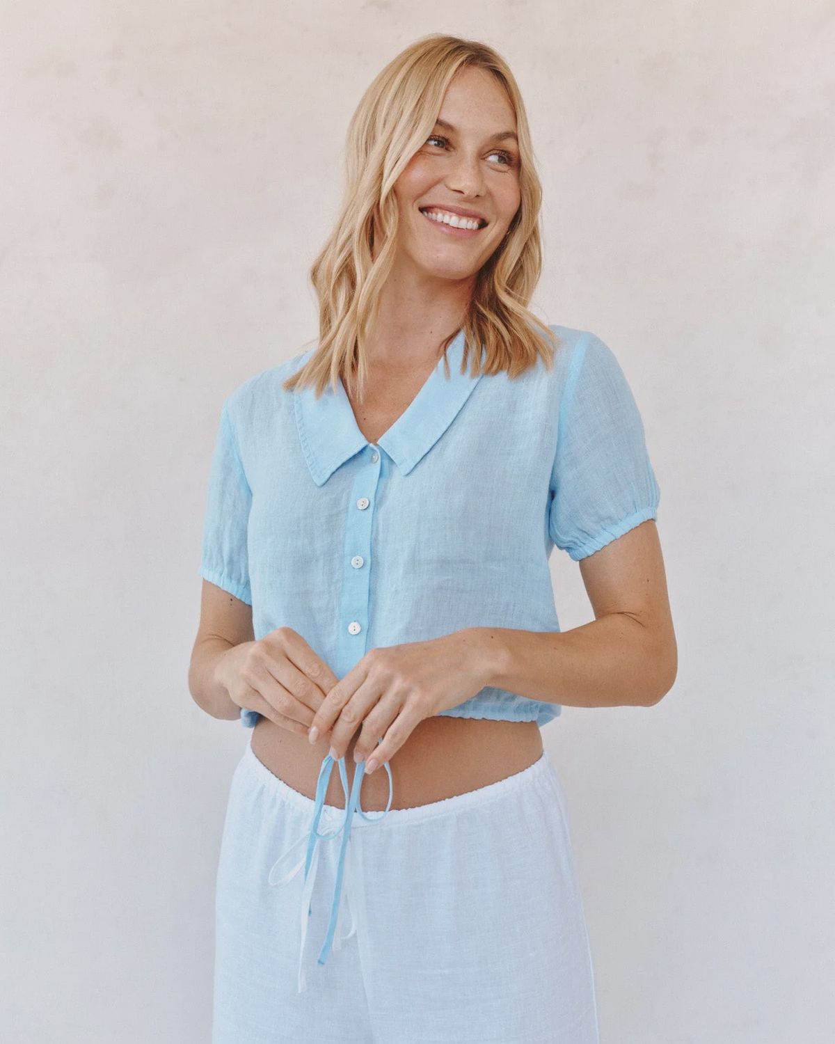 Bella Dahl - Short Sleeve Puritan Collar Shirt Blue Bell