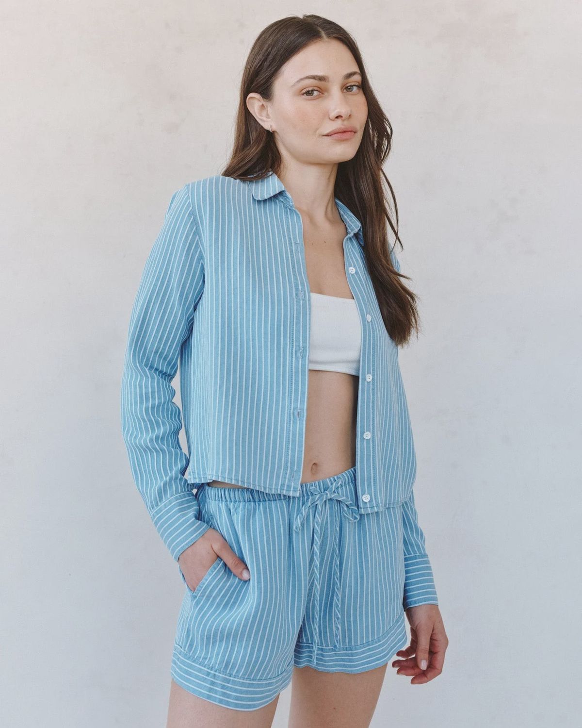 Bella Dahl - Mixed Stripe Button Down Shirt Costal Stripe