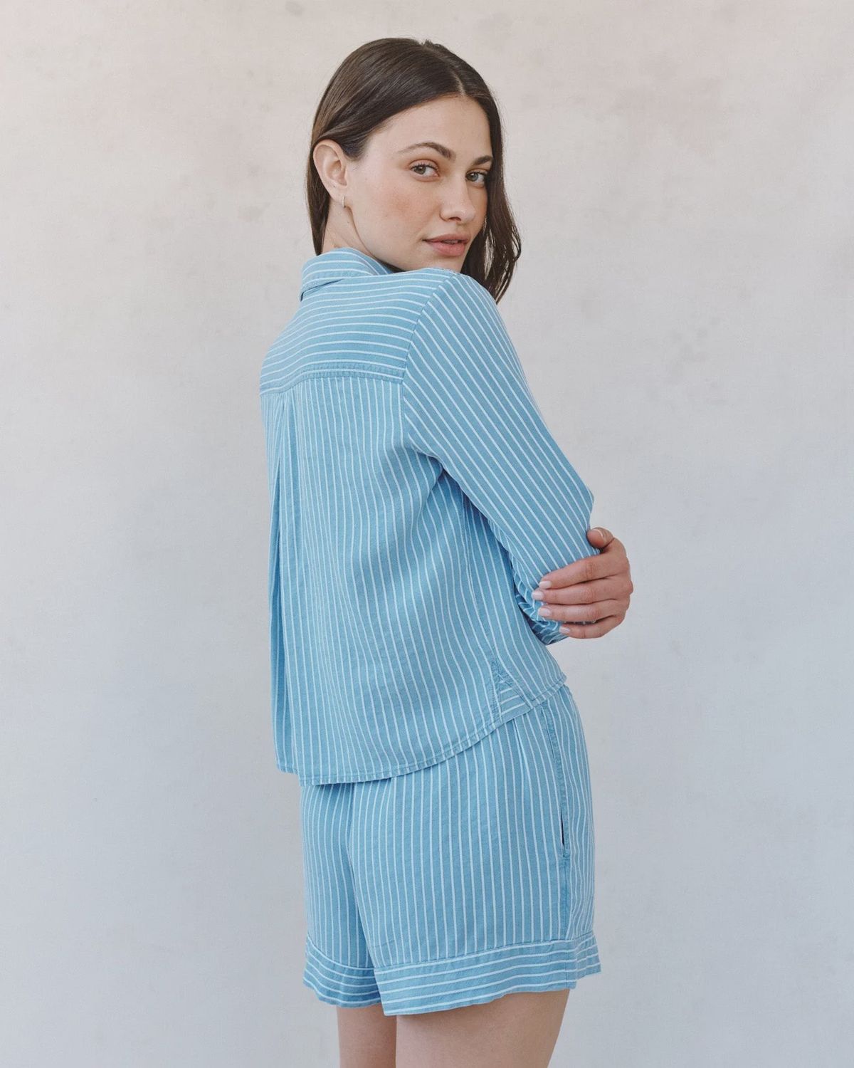 Bella Dahl - Mixed Stripe Button Down Shirt Costal Stripe