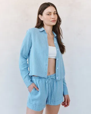Bella Dahl - Mixed Stripe Button Down Shirt Costal Stripe