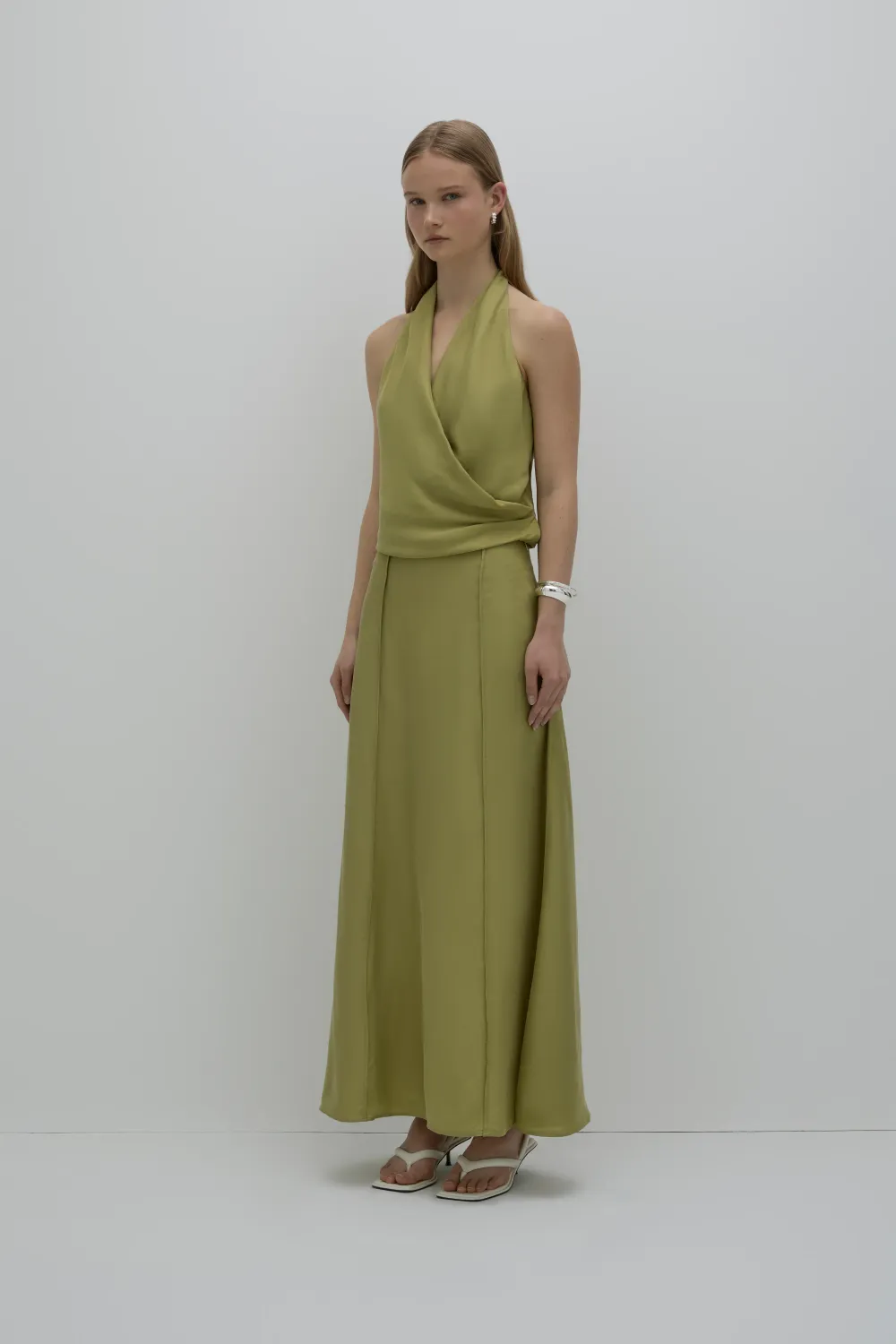 Nude Lucy - Leon Cupro Maxi Skirt Pickle