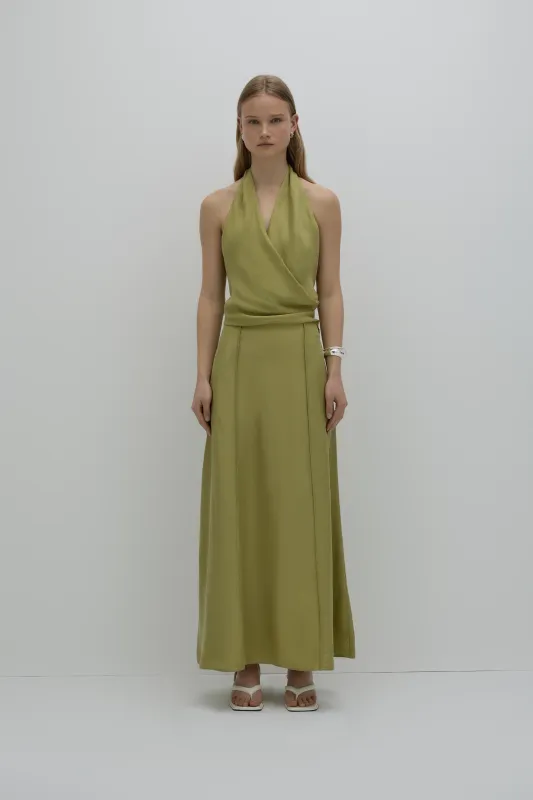 Nude Lucy - Leon Cupro Maxi Skirt Pickle