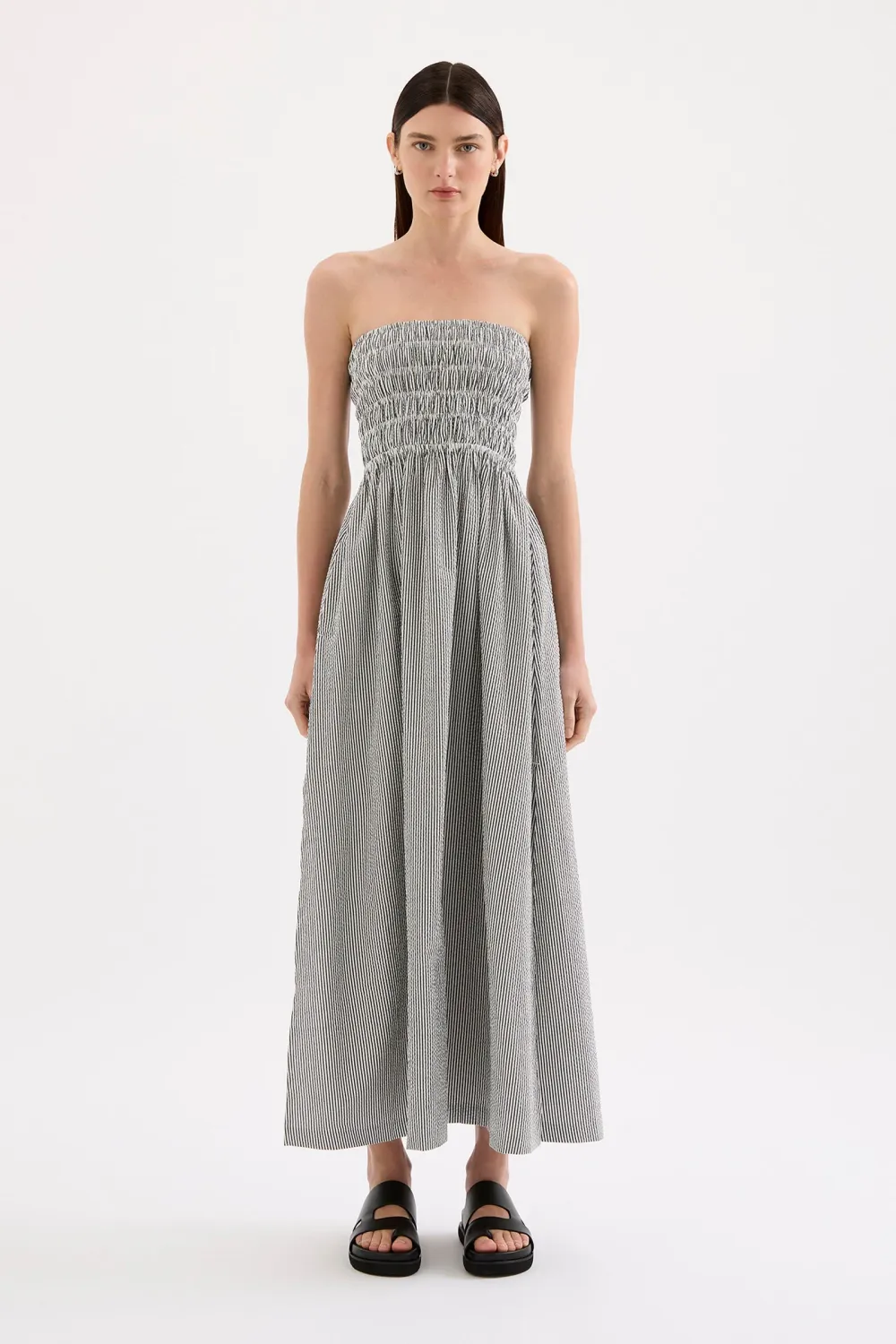 Quinn Maxi Dress Black Stripe Full Body 


