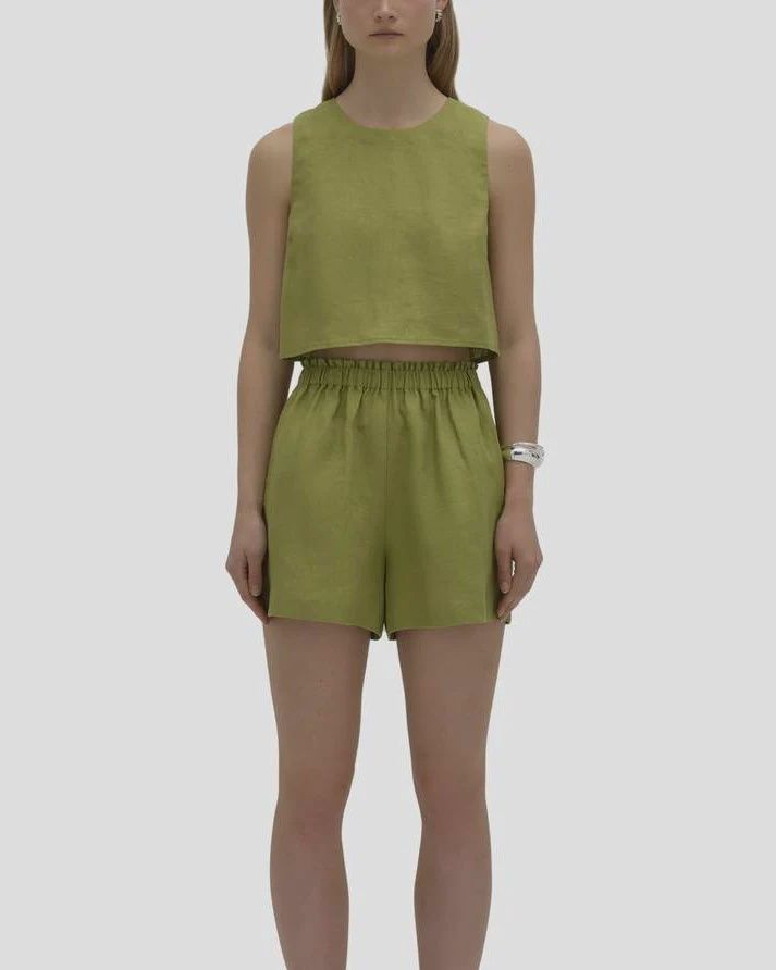 Nude Lucy - Theo Linen Shorts Fern
