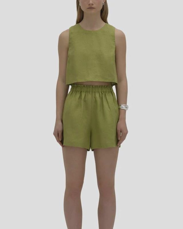 Nude Lucy - Theo Linen Shorts Fern