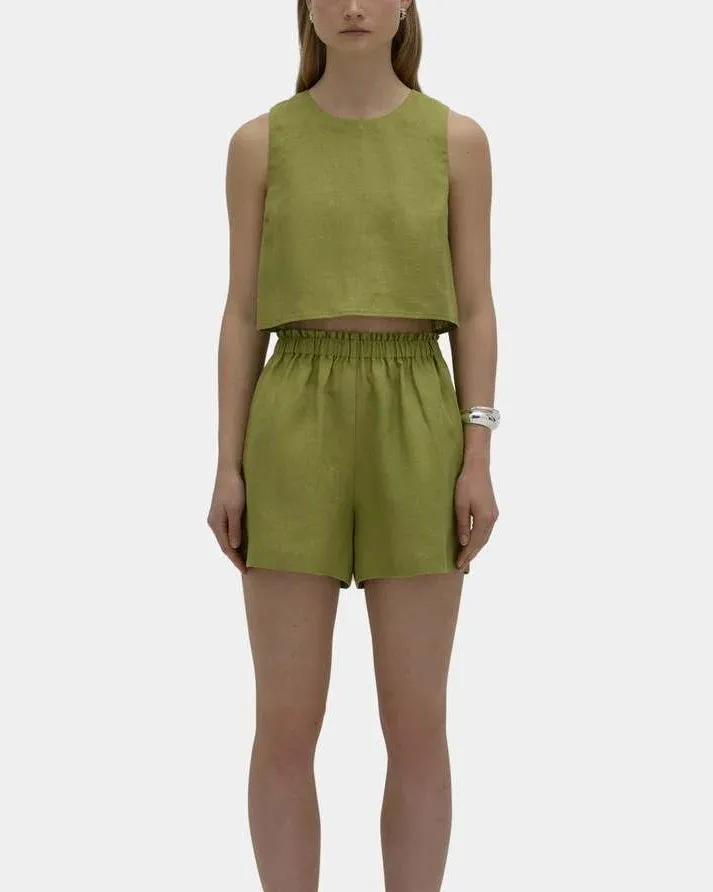 Nude Lucy - Theo Linen Shorts Fern