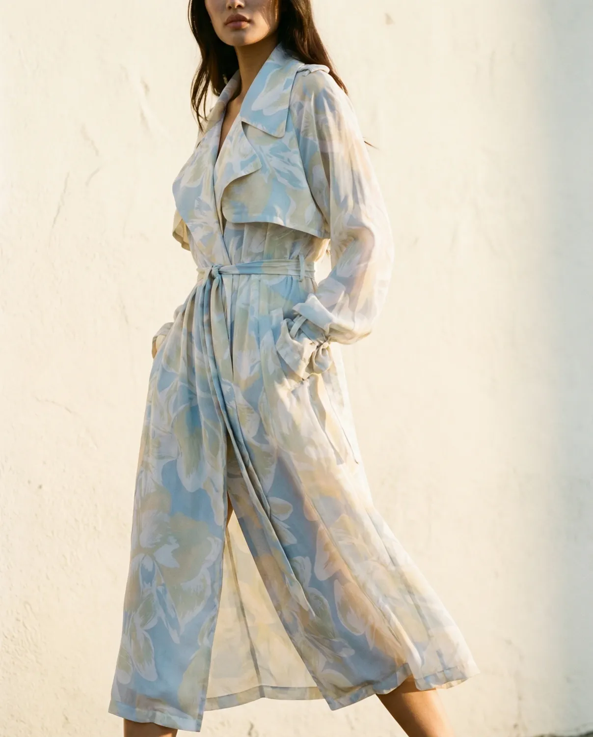 Amanda Maria - Chiffon Trench Celeste Print