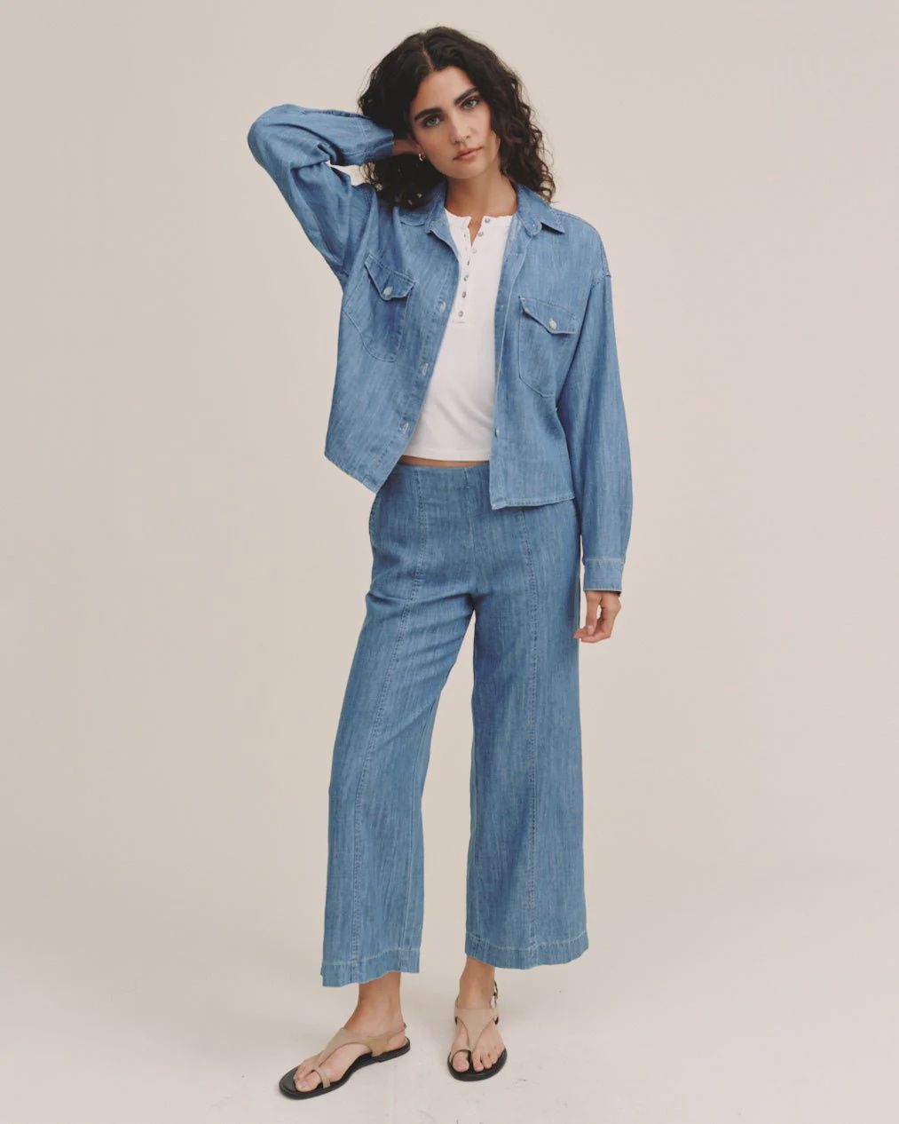 Bella Dahl - Long Sleeve Flap Pocket Shirt Island Blue Wash