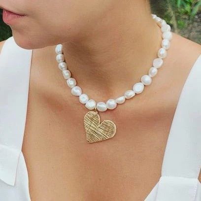 LPL Creations - Heart Baroque Pearl Short Necklace - 16"
