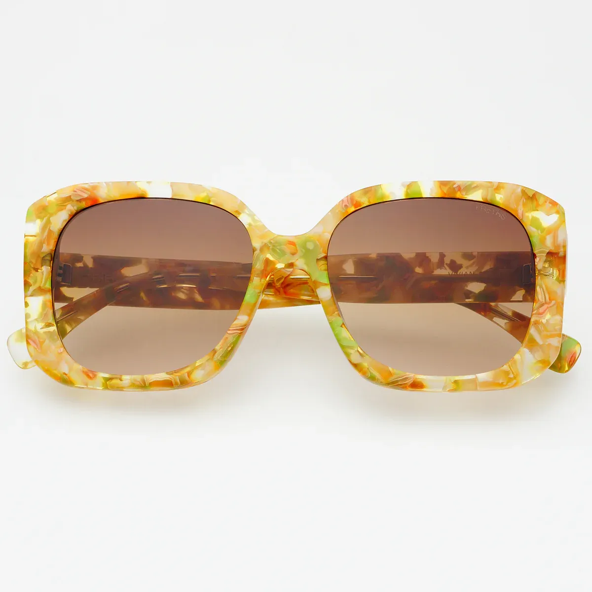 FREYRS - Vivian Acetate Womens Octagonal Sunglasses - Yellow Tortoise