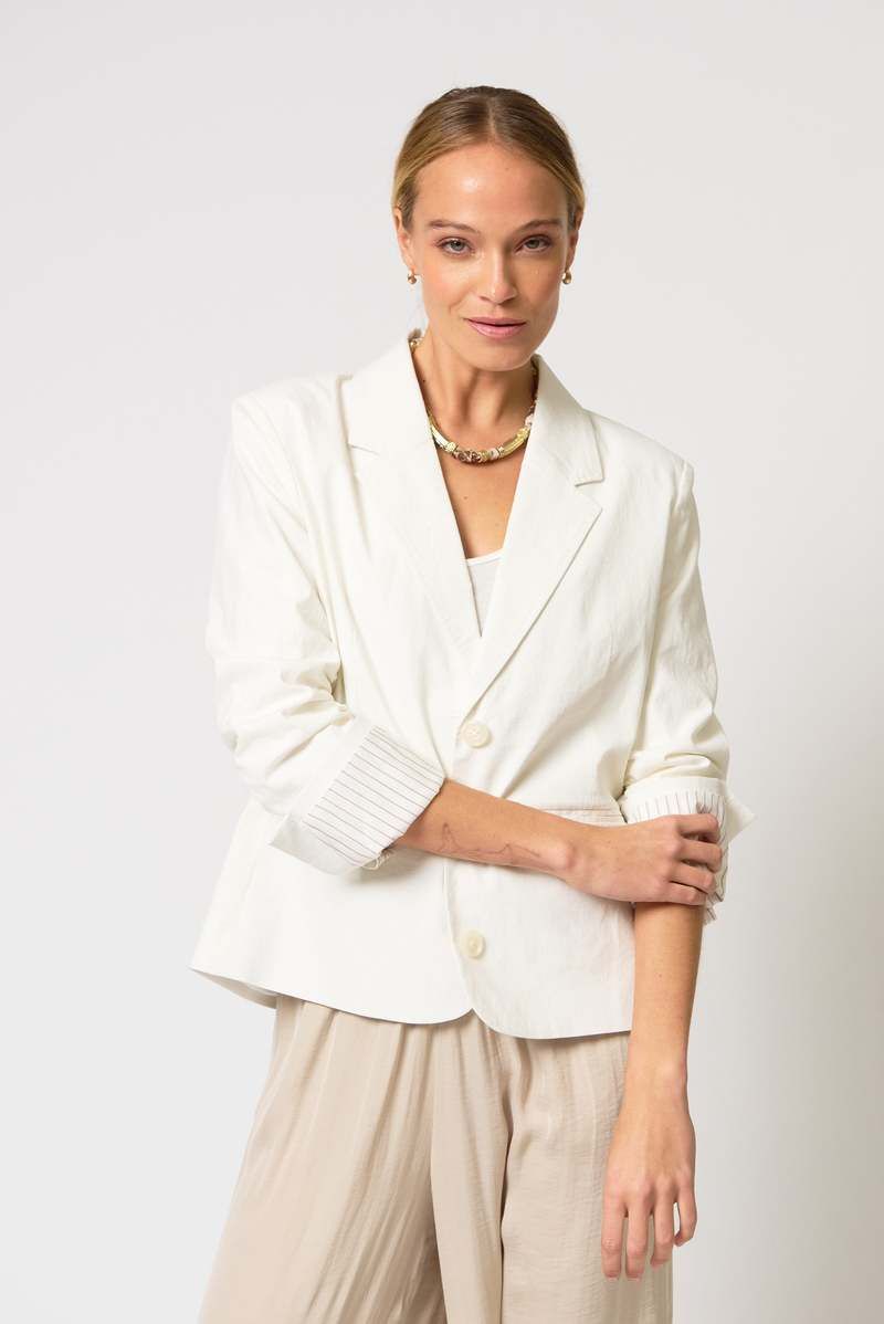 Central Park West - Ember Scrunch Sleeve Blazer White