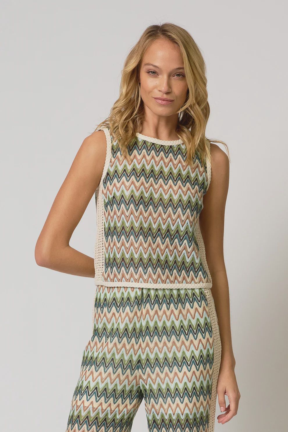 Central Park West - Celine Rainbow Crochet Button Back Shell