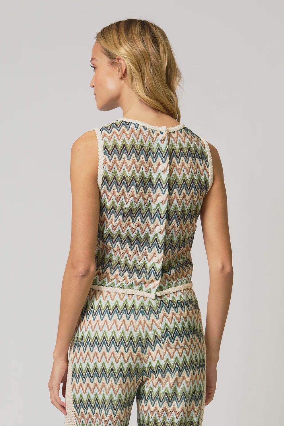 Central Park West - Celine Rainbow Crochet Button Back Shell