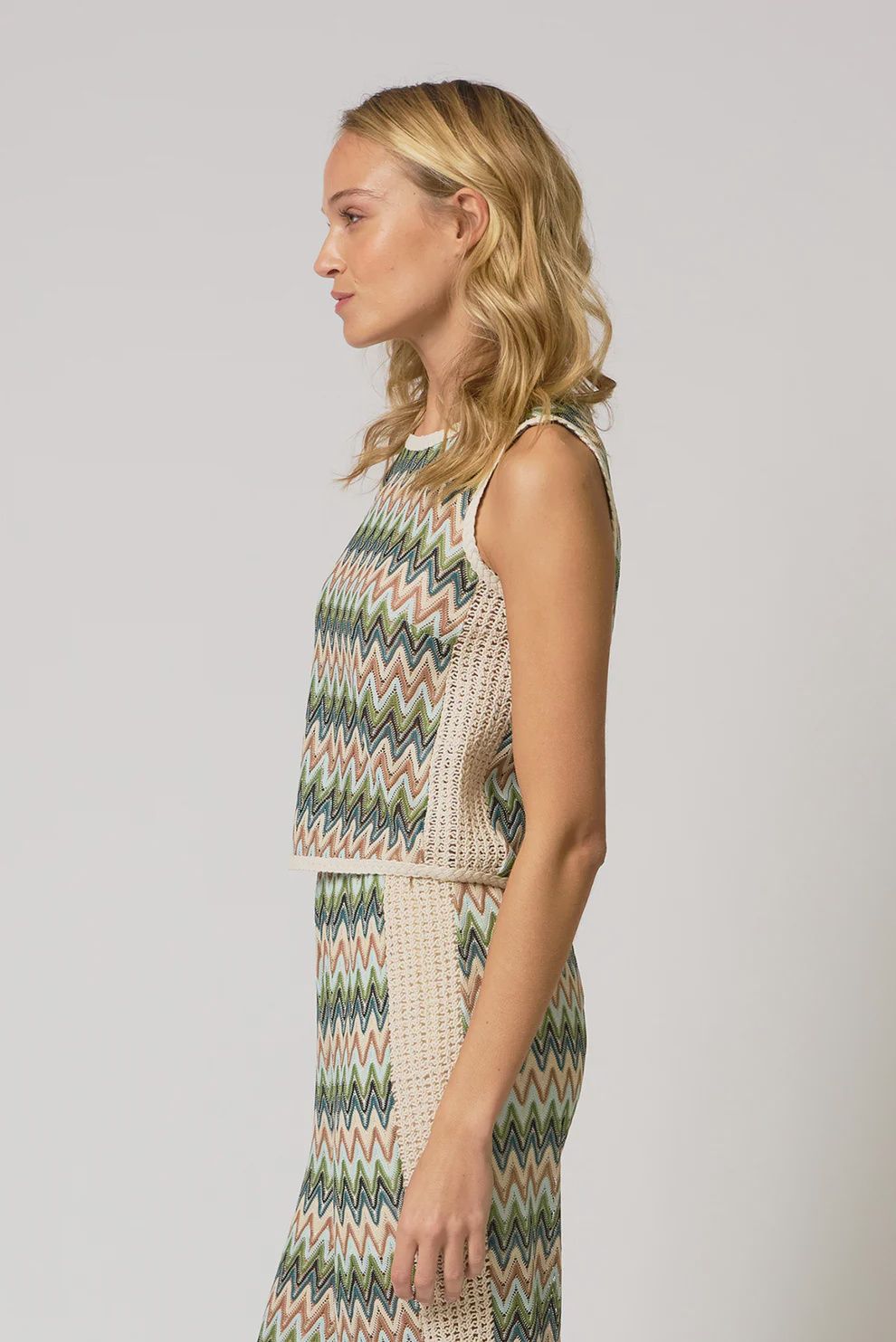Central Park West - Celine Rainbow Crochet Button Back Shell