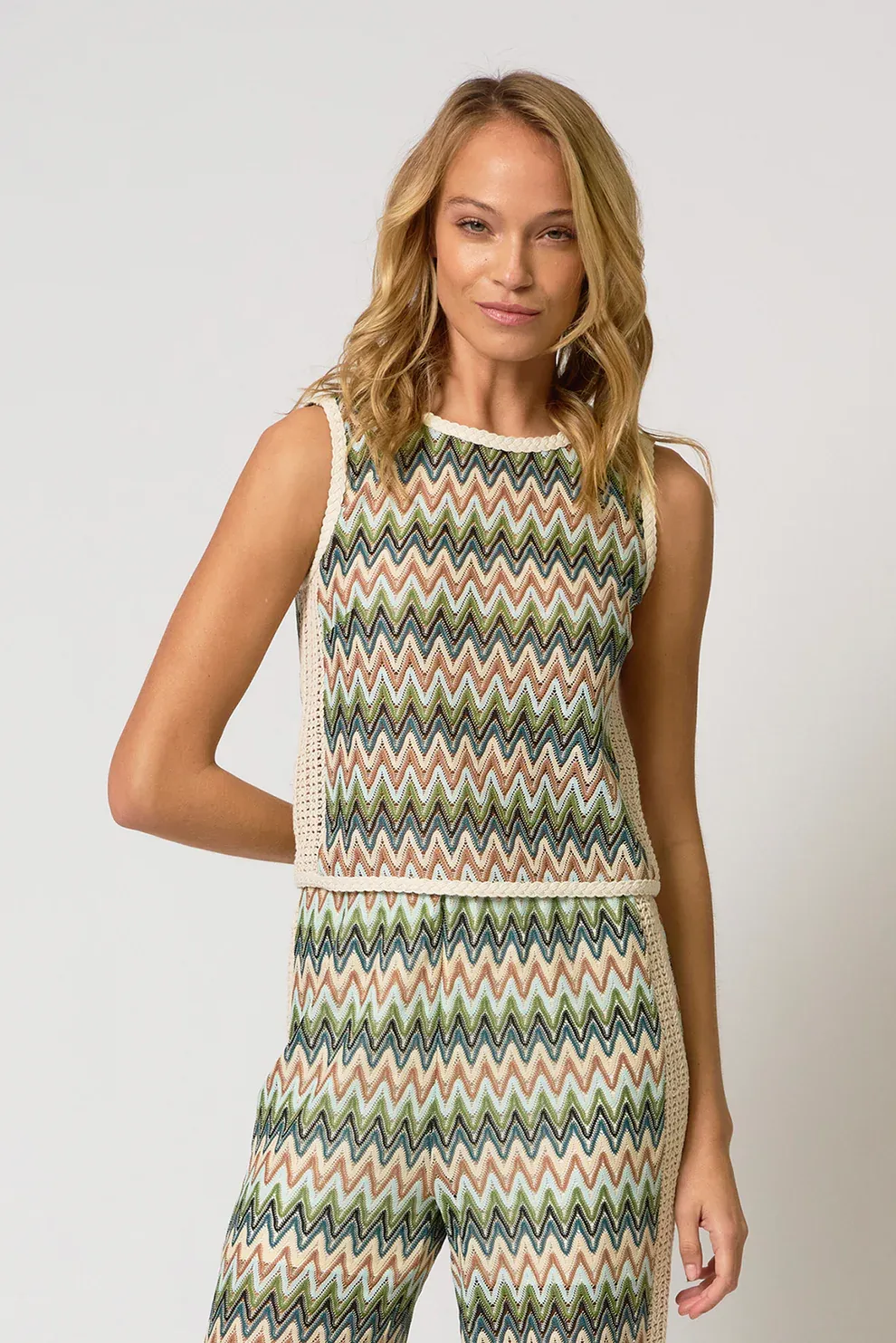 Central Park West - Celine Rainbow Crochet Button Back Shell