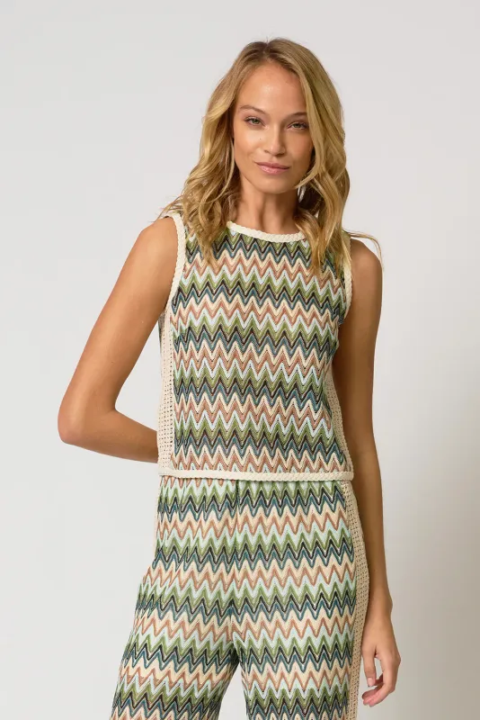 Central Park West - Celine Rainbow Crochet Button Back Shell