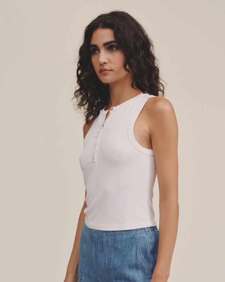 Bella Dahl - Sleeveless Placket Top White