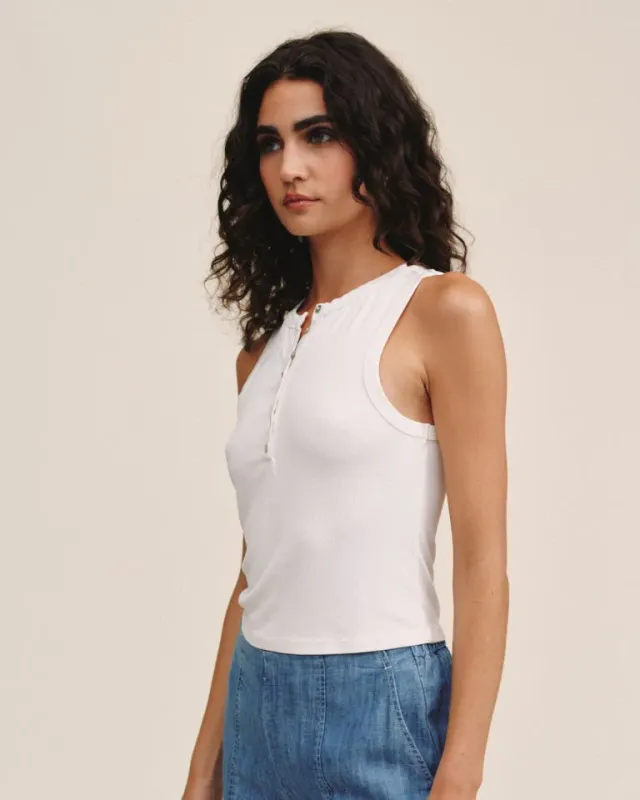 Bella Dahl - Sleeveless Placket Top White