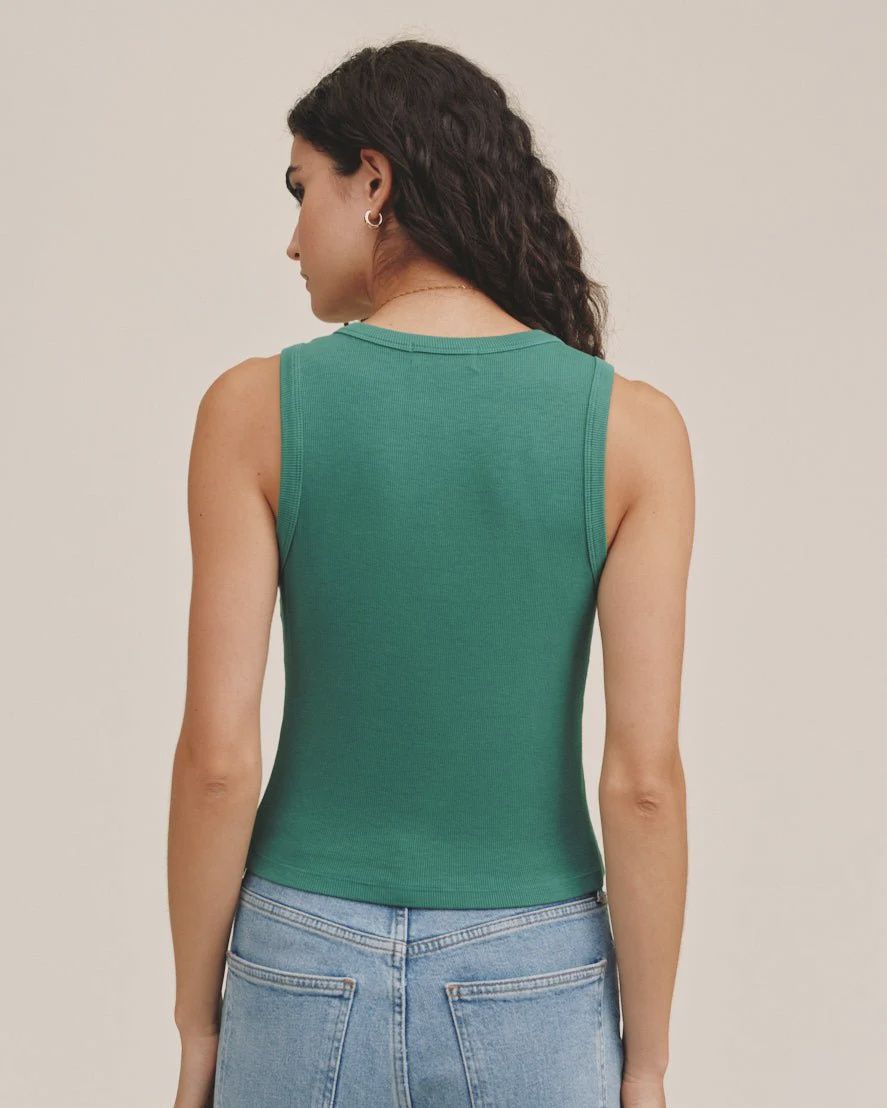 Bella Dahl - Sleeveless Placket Top Palm Green