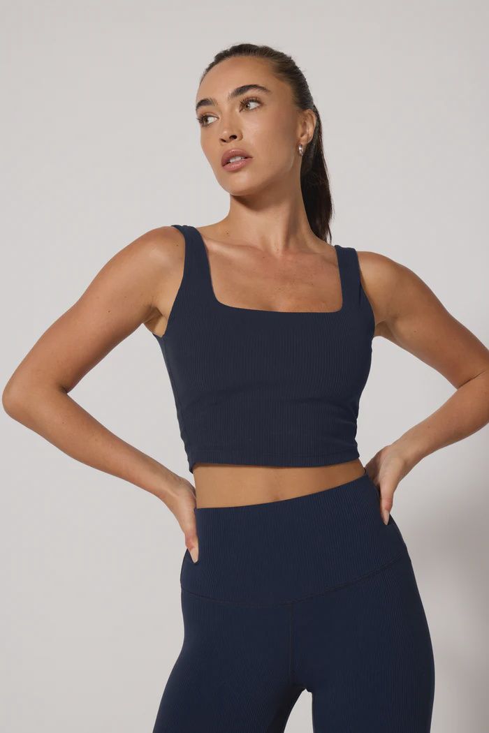 MPG Sport - Ribbed Crop Tank Navy Blazer