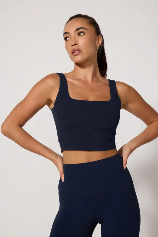MPG Sport - Ribbed Crop Tank Navy Blazer
