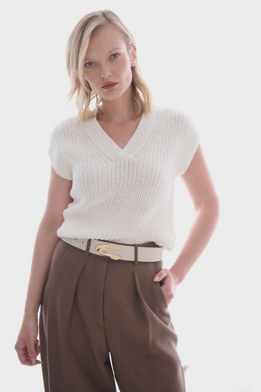 Laurel And Gold - Roxbury Belt Eggshell/Gold