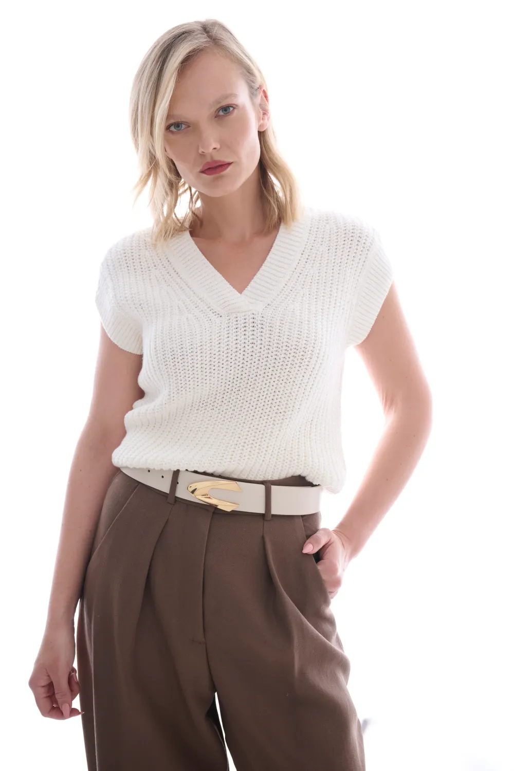 Laurel &amp; Gold - Roxbury Belt Eggshell/Gold