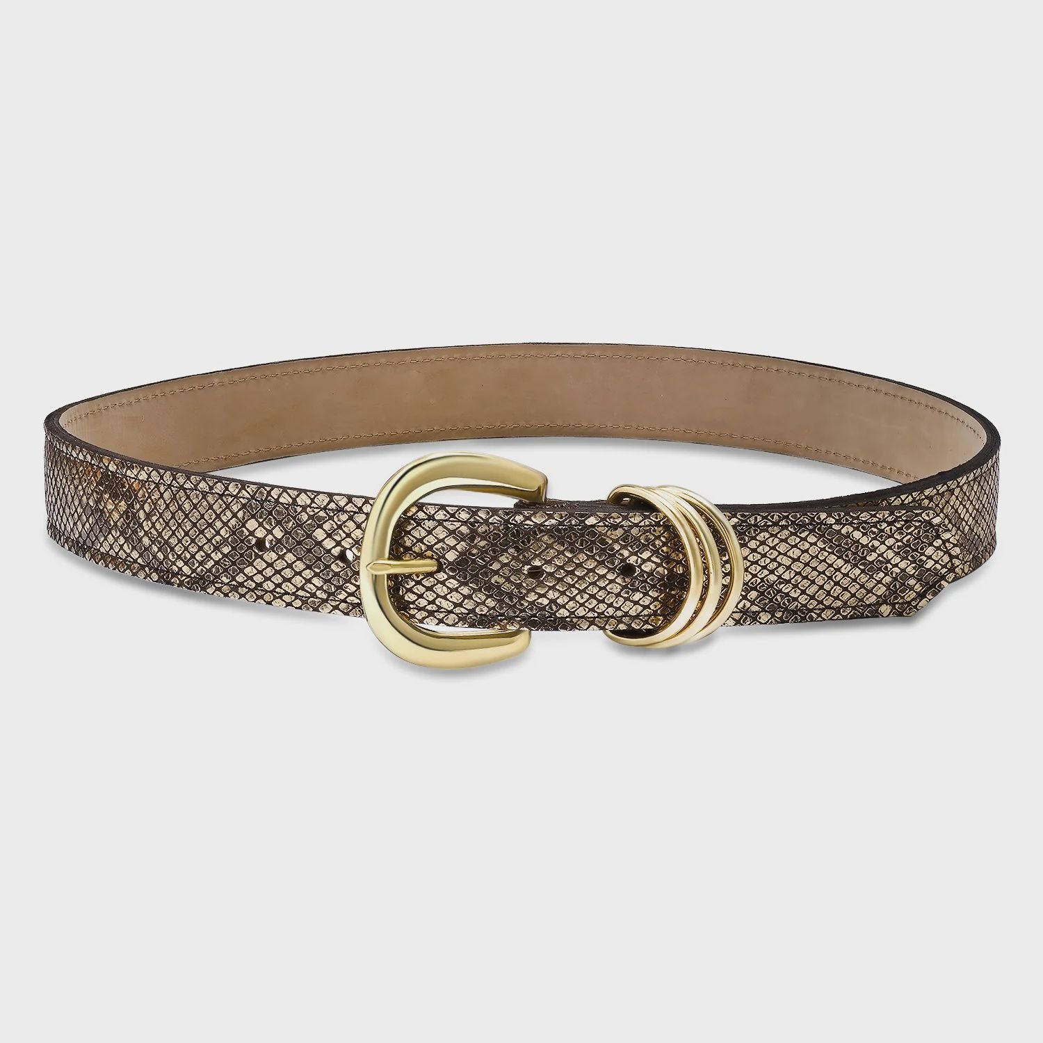 Laurel And Gold - Curson Belt Chocolate Metallic Python/Brass