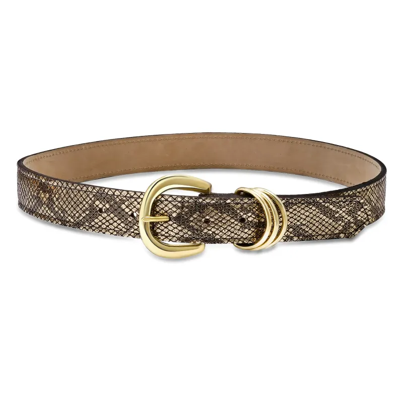 Laurel & Gold - Curson Belt Chocolate Metallic Python/Brass