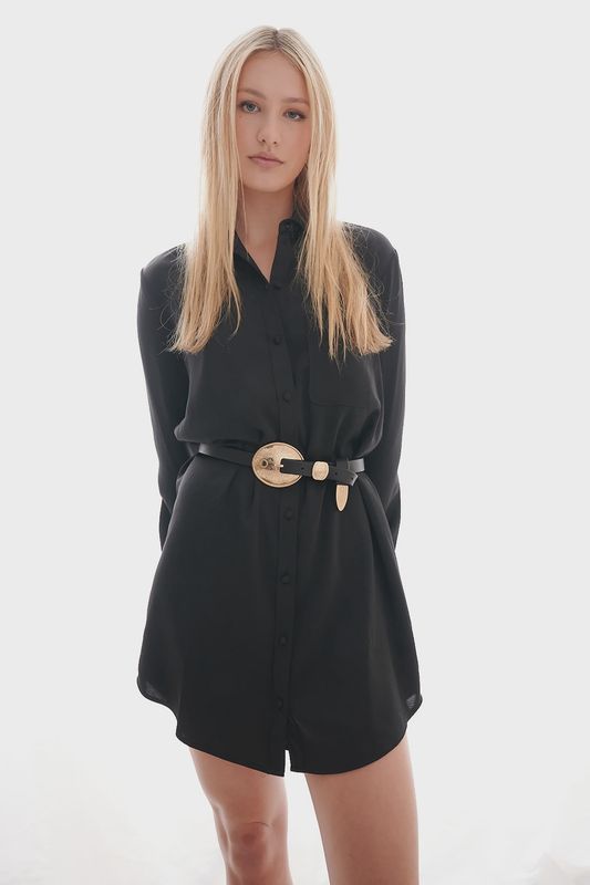 Laurel And Gold - Fairfax Belt Black/Satin Antique Brass