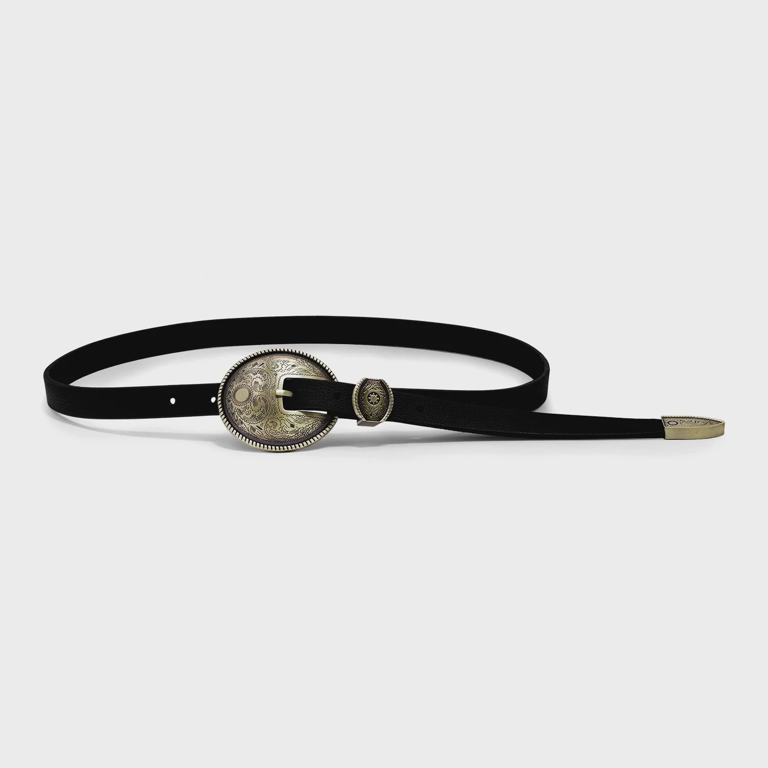Laurel And Gold - Fairfax Belt Black/Satin Antique Brass