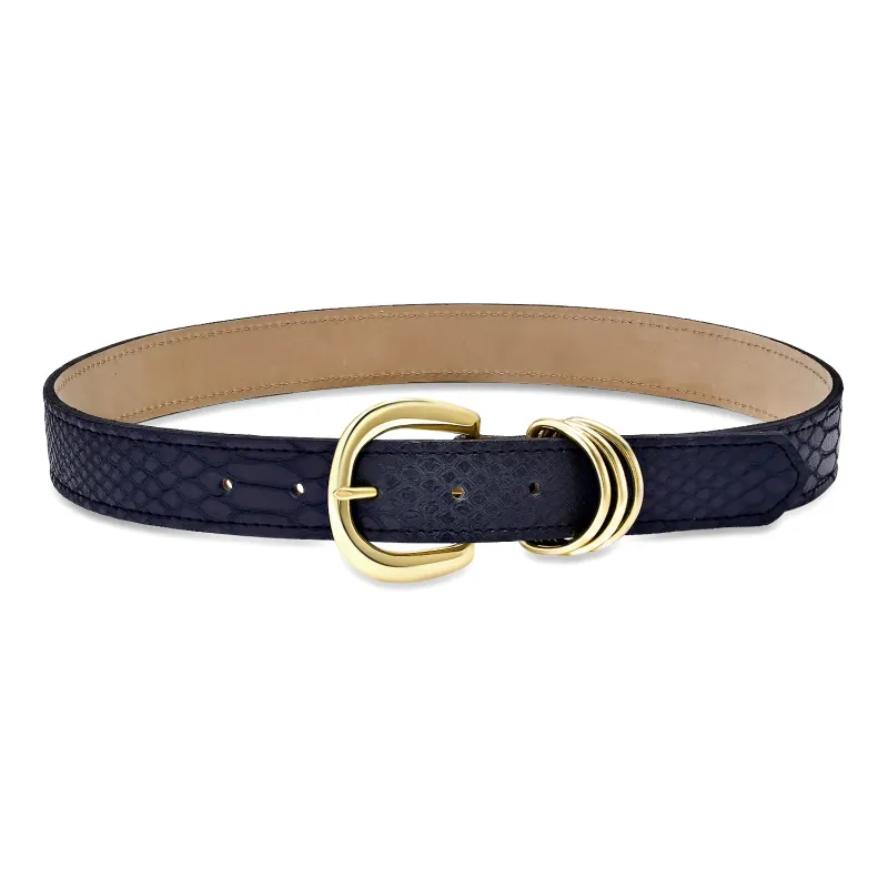 Laurel & Gold - Curson Belt Black Python/Brass