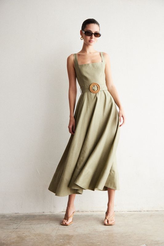 JS71 - Eloise Linen Blend Dress Sage