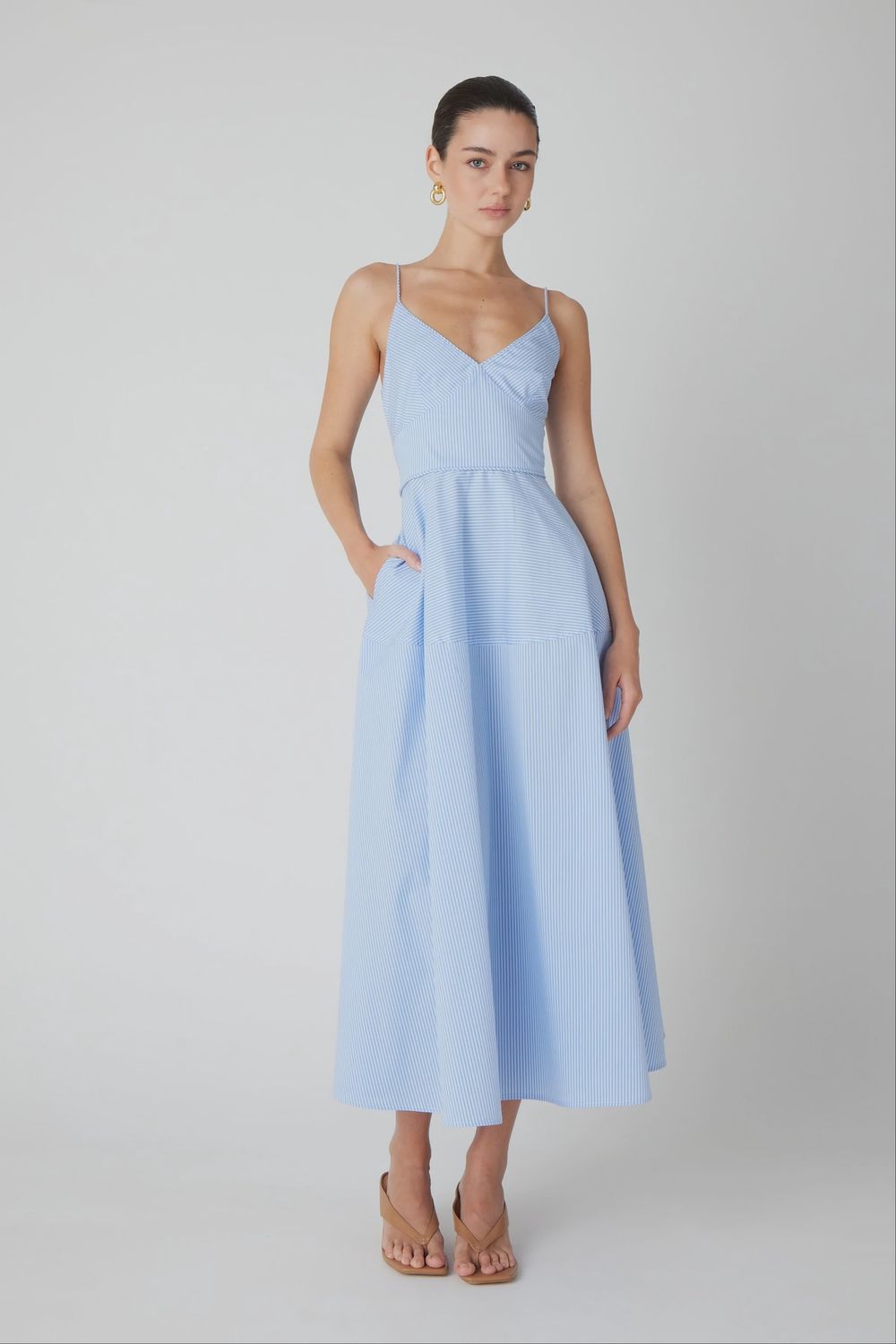 JS71 - Neroni Cotton Blend Dress Blue White Stripe