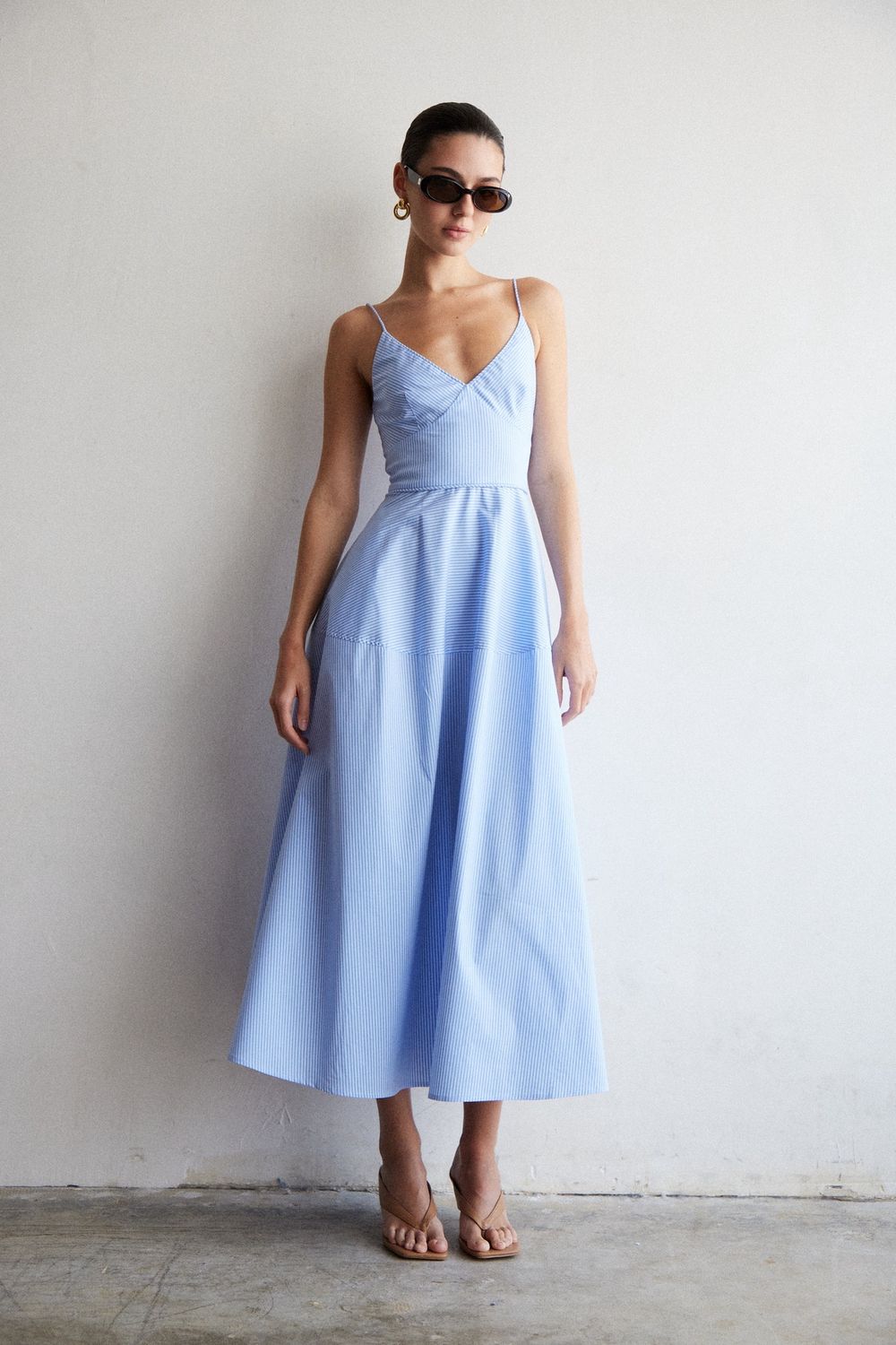 JS71 - Neroni Cotton Blend Dress Blue White Stripe