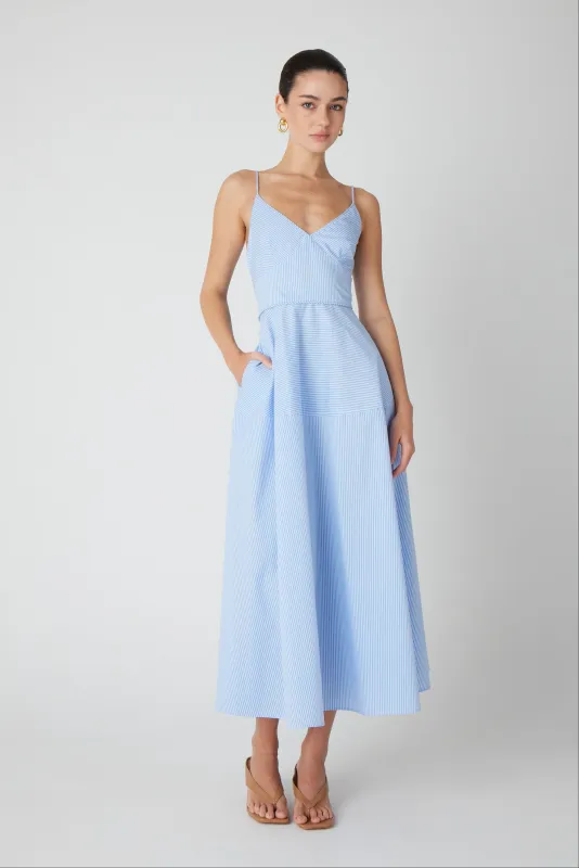 JS71 - Neroni Cotton Blend Dress Blue White Stripe