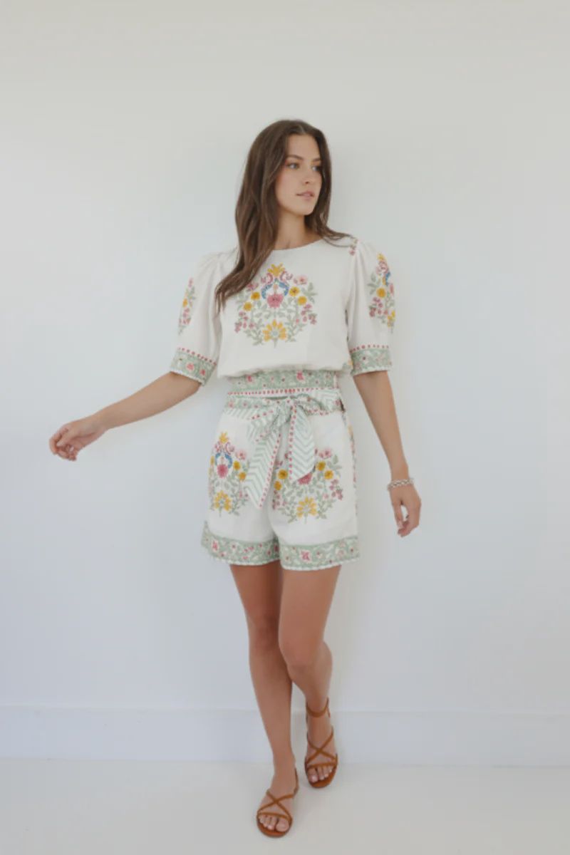 NIBI-MTK - Liana Puff Sleeve Top Dune Garden