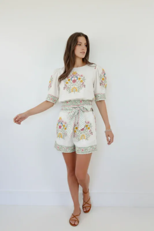 NIBI-MTK - Liana Puff Sleeve Top Dune Garden