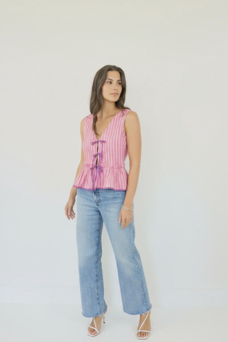 NIBI-MTK - Emilia Tie Top Pink Summer Stripe