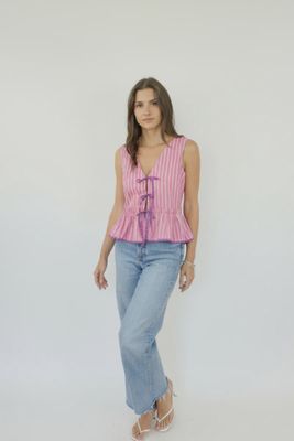 NIBI-MTK - Emilia Tie Top Pink Summer Stripe
