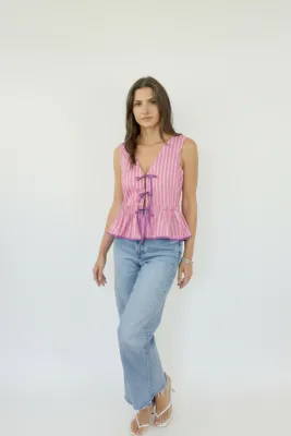 NIBI-MTK - Emilia Tie Top Pink Summer Stripe