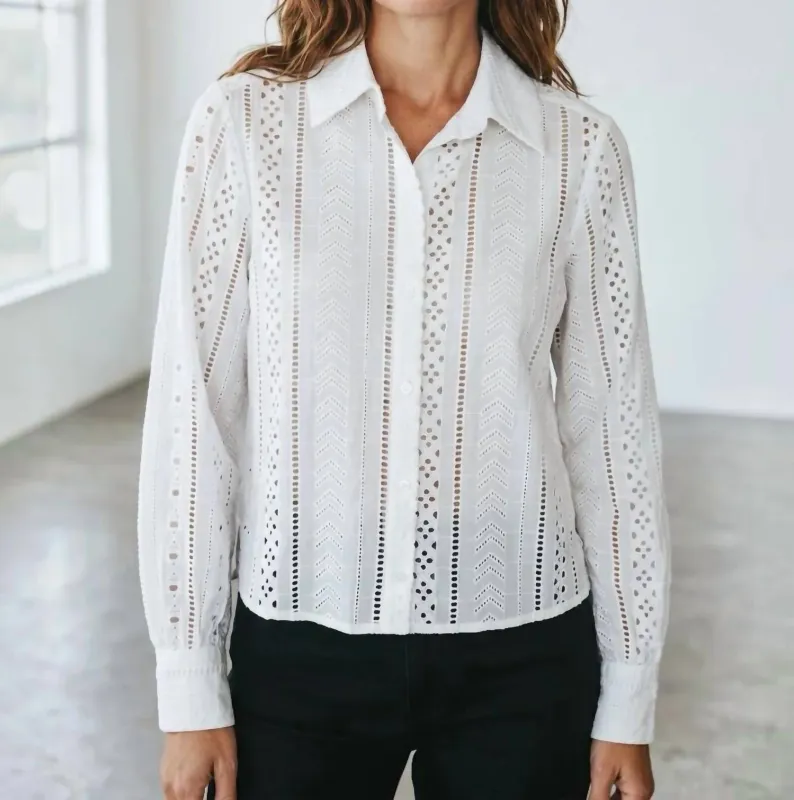 Drew - Alexa Aztec Eyelet Top White