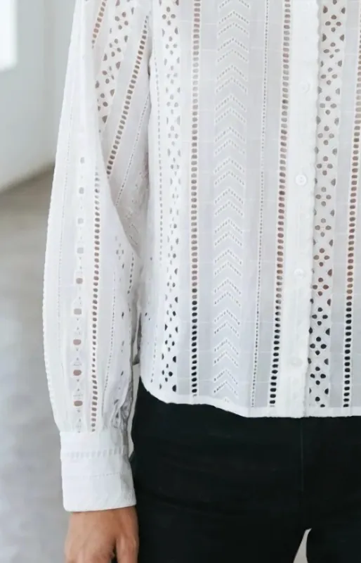 Drew - Alexa Aztec Eyelet Top White