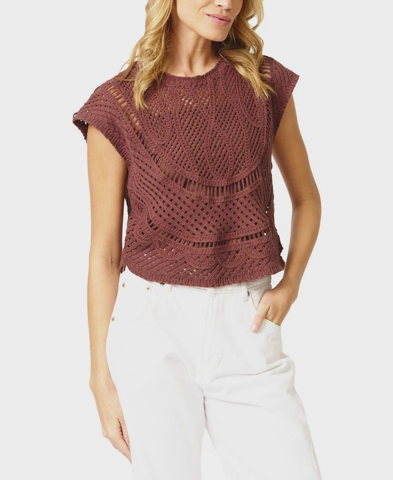 Central Park West - Ember Machine Crochet Top Chocolate