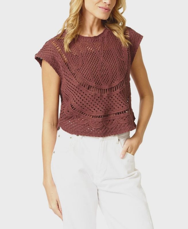 Central Park West - Ember Machine Crochet Top Chocolate