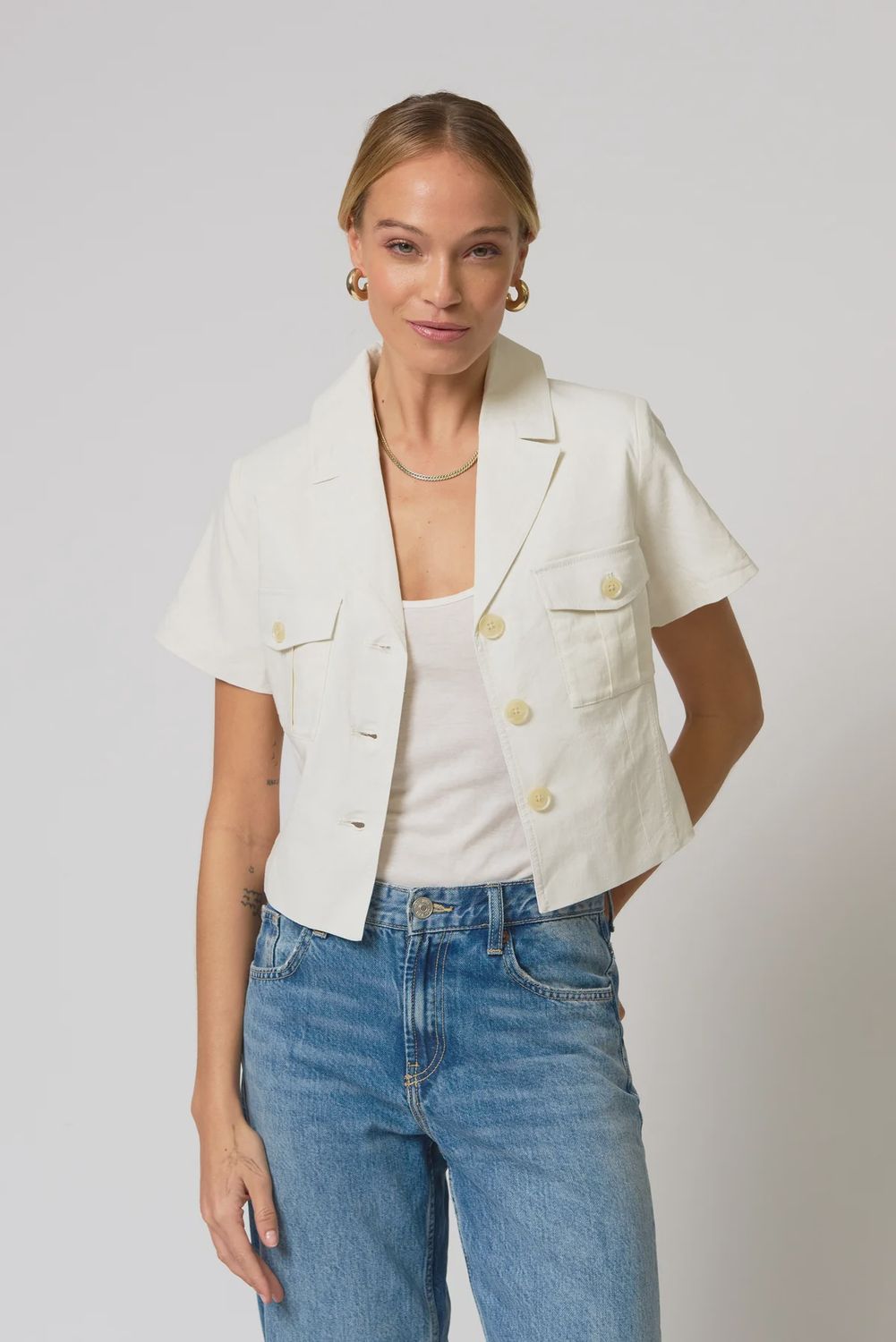 Central Park West - Ember Short Sleeve Blazer White Central Park West - Ember Short Sleeve Blazer White